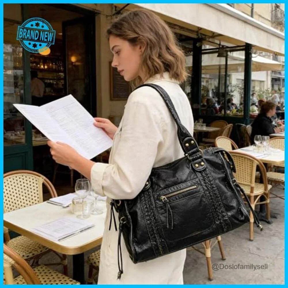 Large Hobo Crossbody Bag Vintage Y2K Style Soft Leather Tote Shoulder Purse